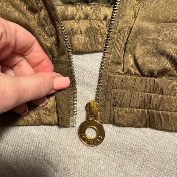 Rare Vintage 90's Women's Mureli 100% Silk Olive Safari Bomber Jacket - Picture 11 of 12